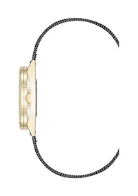 Quartz Dark Grey Stainless Steel Mesh Bracelet Watch