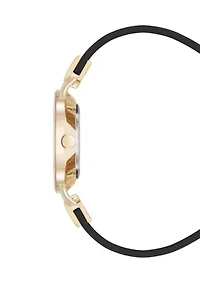 Black Faux Leather Strap Watch