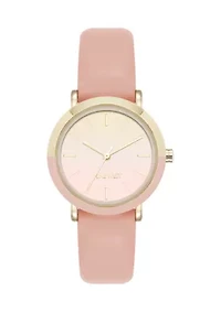 Pink Faux Leather Strap Watch