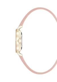 Pink Faux Leather Strap Watch