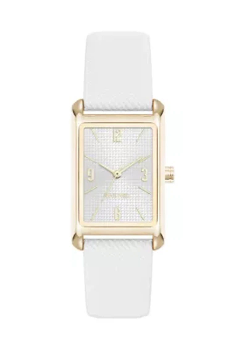 Quartz Rectangular PU Leather Band Watch