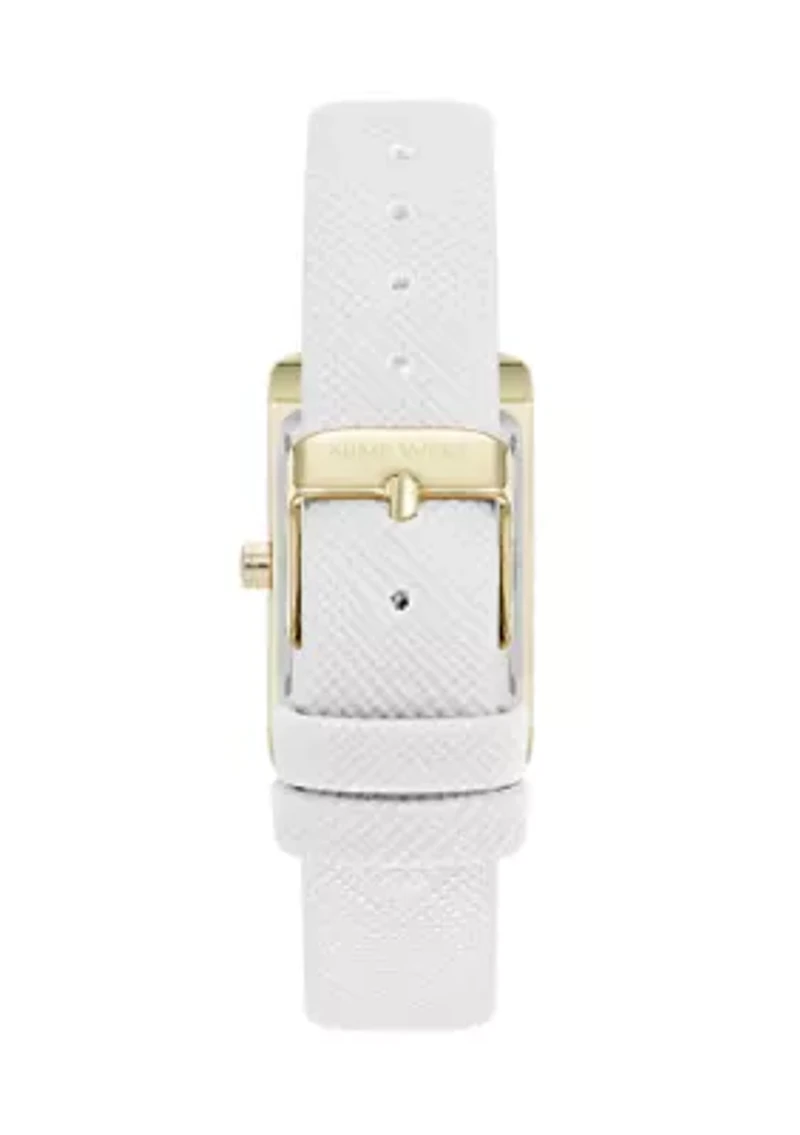Quartz Rectangular PU Leather Band Watch