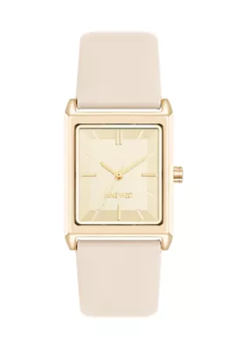 Quartz Rectangular Polyurethane Leather Band Watch