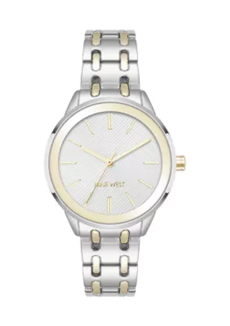 Quartz Silver and Two Tone Metal Alloy Bracelet Watch