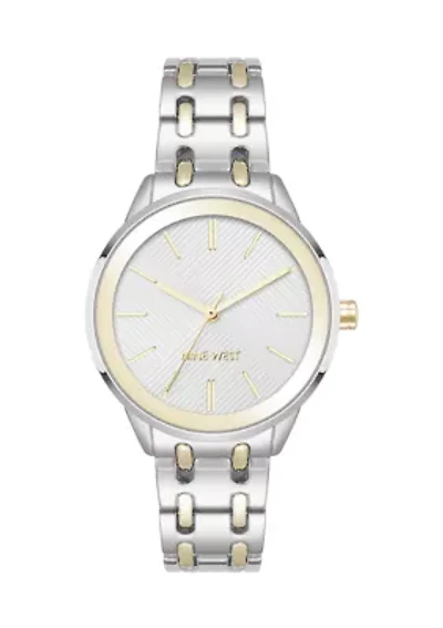 Quartz Silver and Two Tone Metal Alloy Bracelet Watch