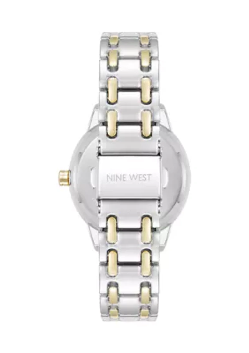 Quartz Silver and Two Tone Metal Alloy Bracelet Watch