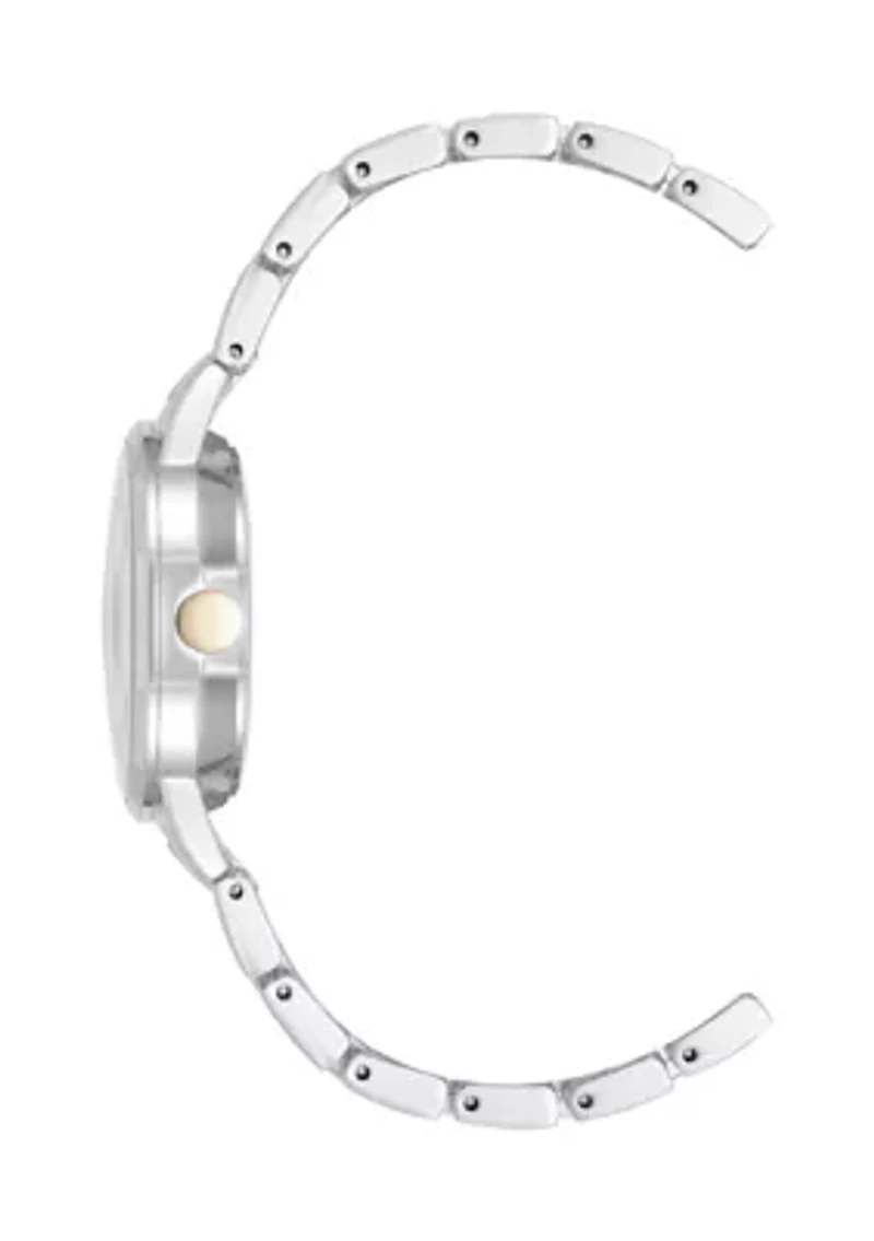 Quartz Silver and Two Tone Metal Alloy Bracelet Watch