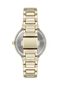 Quartz Pink and Gold Tone Metal Alloy Bracelet Watch