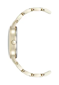 Quartz Pink and Gold Tone Metal Alloy Bracelet Watch