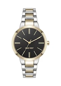 Quartz Black and Two Tone Metal Alloy Bracelet Watch