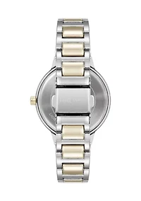 Quartz Black and Two Tone Metal Alloy Bracelet Watch