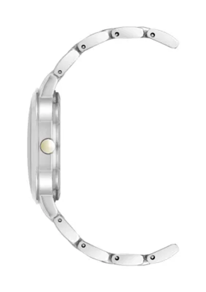 Quartz Black and Two Tone Metal Alloy Bracelet Watch