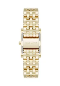 Quartz Rectangular White and Gold Tone Metal Alloy Watch