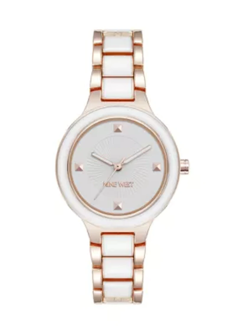 Quartz Round Enamel and Metal Alloy Watch