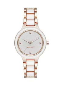 Quartz Round Enamel and Metal Alloy Watch