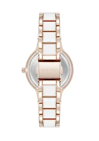 Quartz Round Enamel and Metal Alloy Watch