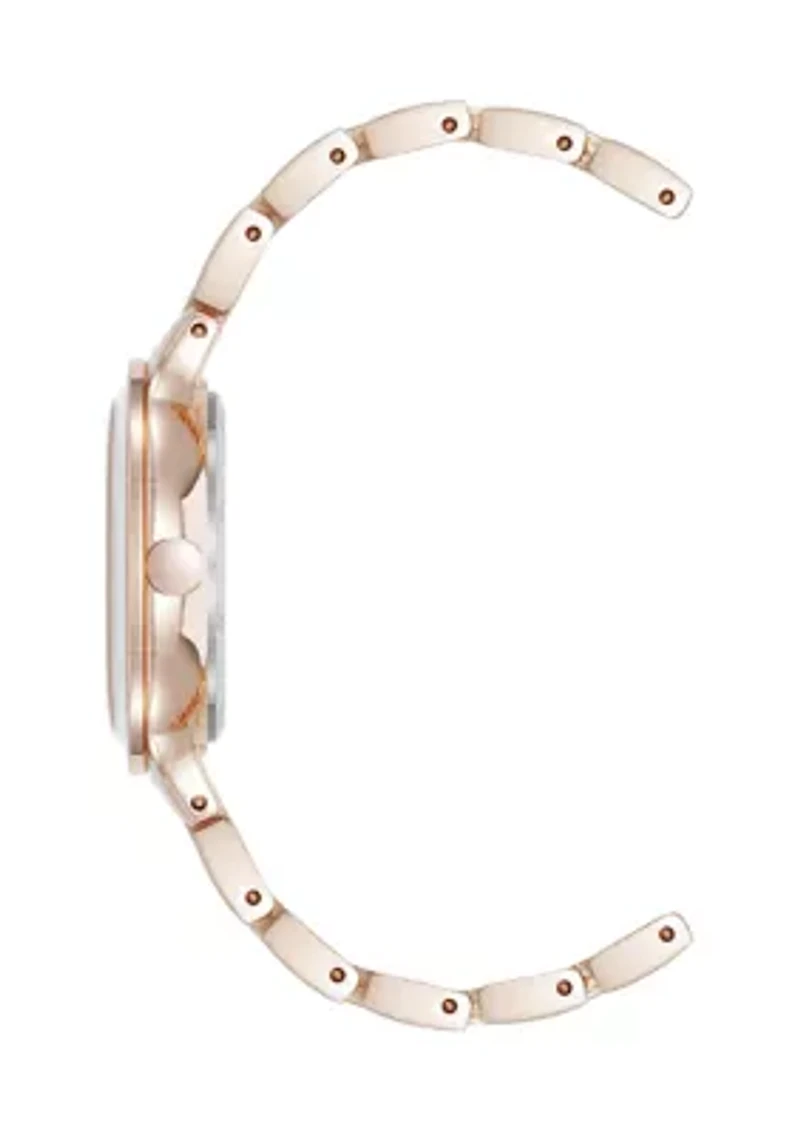 Quartz Round Enamel and Metal Alloy Watch
