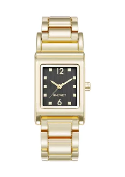 Quartz Everyday Rectangular Black and Gold Tone Metal Alloy Watch