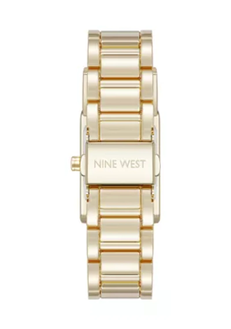 Quartz Everyday Rectangular Black and Gold Tone Metal Alloy Watch