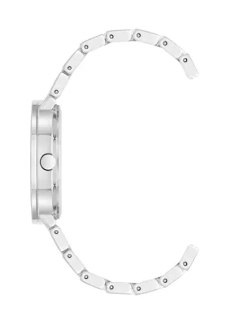 Quartz Everyday Round Black and Silver-Tone Metal Alloy Watch