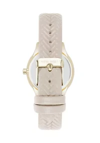 Quartz Boyfriend Gold Tone and Polyurethane Leather Band Watch
