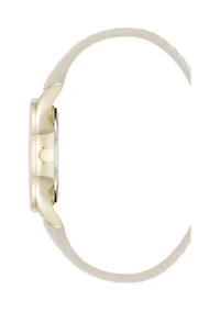 Quartz Boyfriend Gold Tone and Polyurethane Leather Band Watch