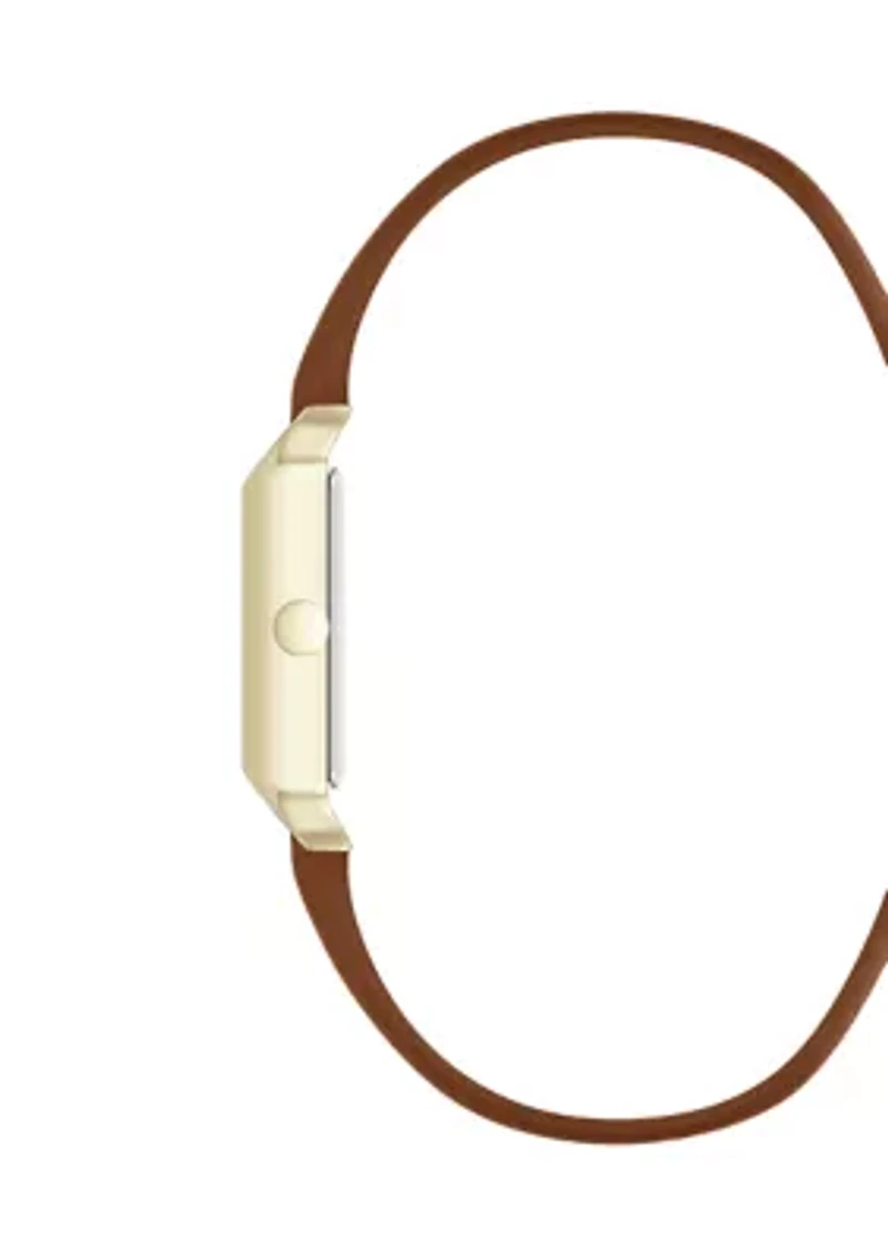 Quartz Rectangular Metal and PU Leather Band Watch