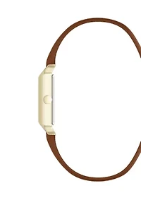 Quartz Rectangular Metal and PU Leather Band Watch