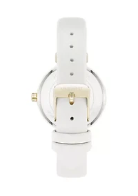 Quartz Boyfriend Silver Tone and Polyurethane Leather Band Watch