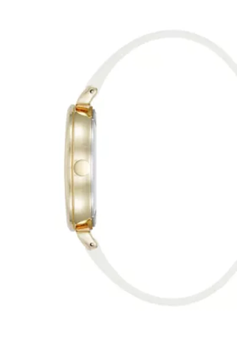 Quartz Boyfriend Metal and Polyurethane Leather Band Watch