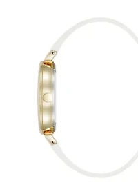 Quartz Boyfriend Silver Tone and Polyurethane Leather Band Watch