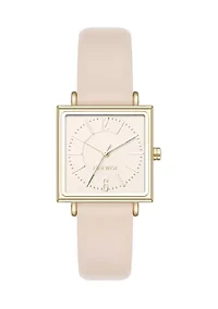 Women's Quartz Square Gold Tone Ivory Faux Leather Watch