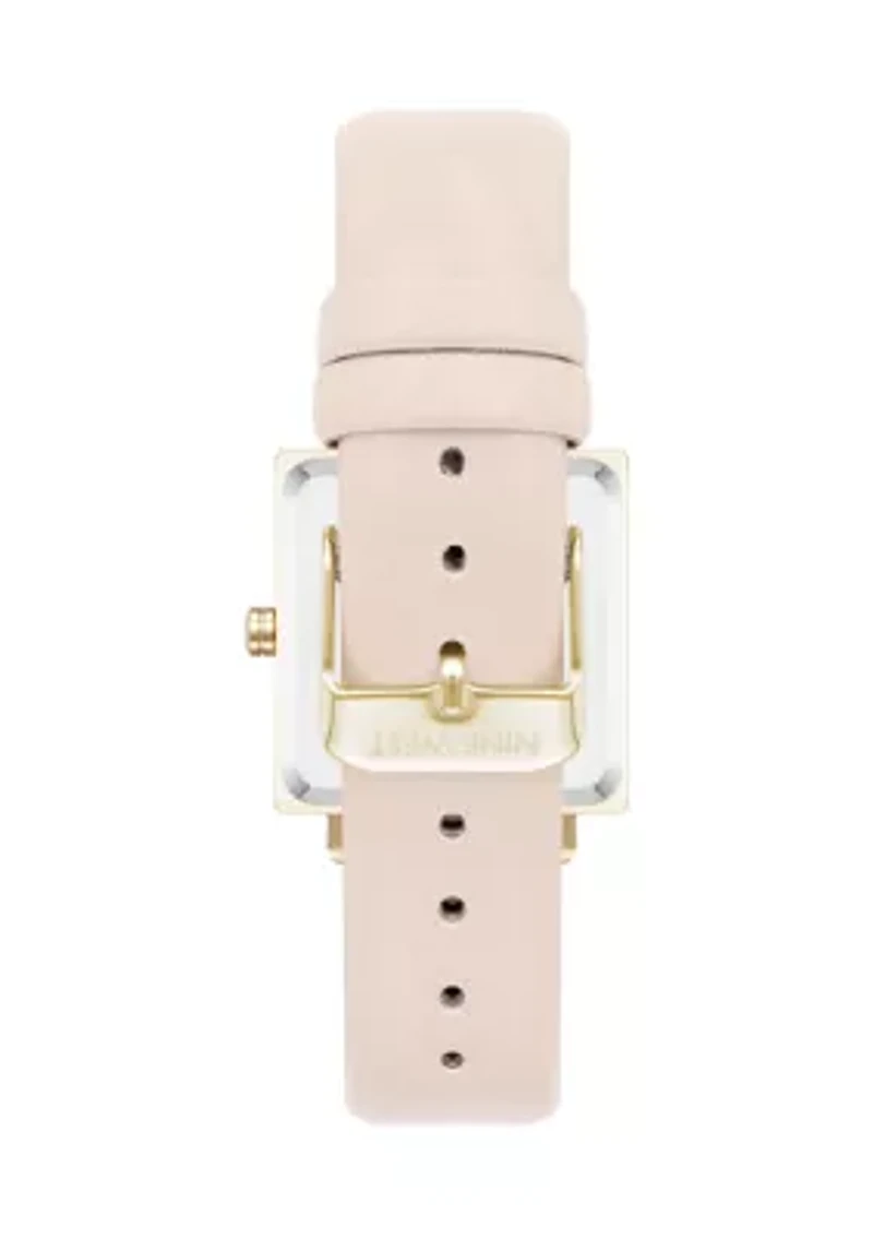Women's Quartz Square Gold Tone Ivory Faux Leather Watch