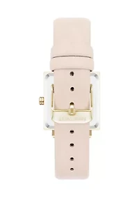 Women's Quartz Square Gold Tone Ivory Faux Leather Watch