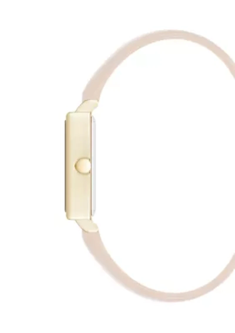 Women's Quartz Square Gold Tone Ivory Faux Leather Watch