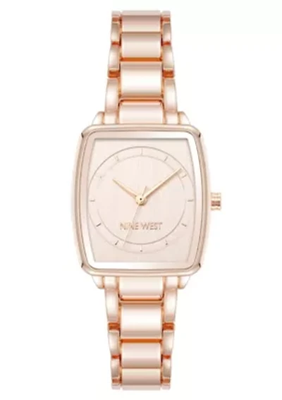 Women's Cushion Dial, Rose Gold-tone Metal Alloy Link Bracelet Watch