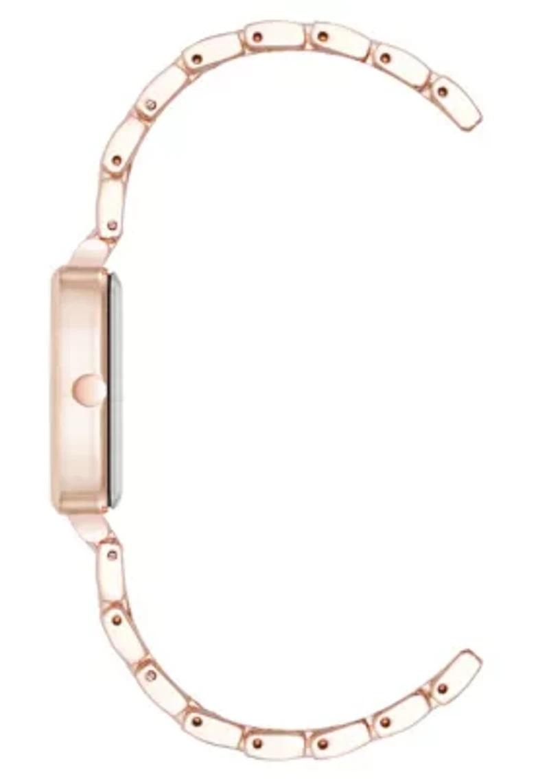 Women's Cushion Dial, Rose Gold-tone Metal Alloy Link Bracelet Watch
