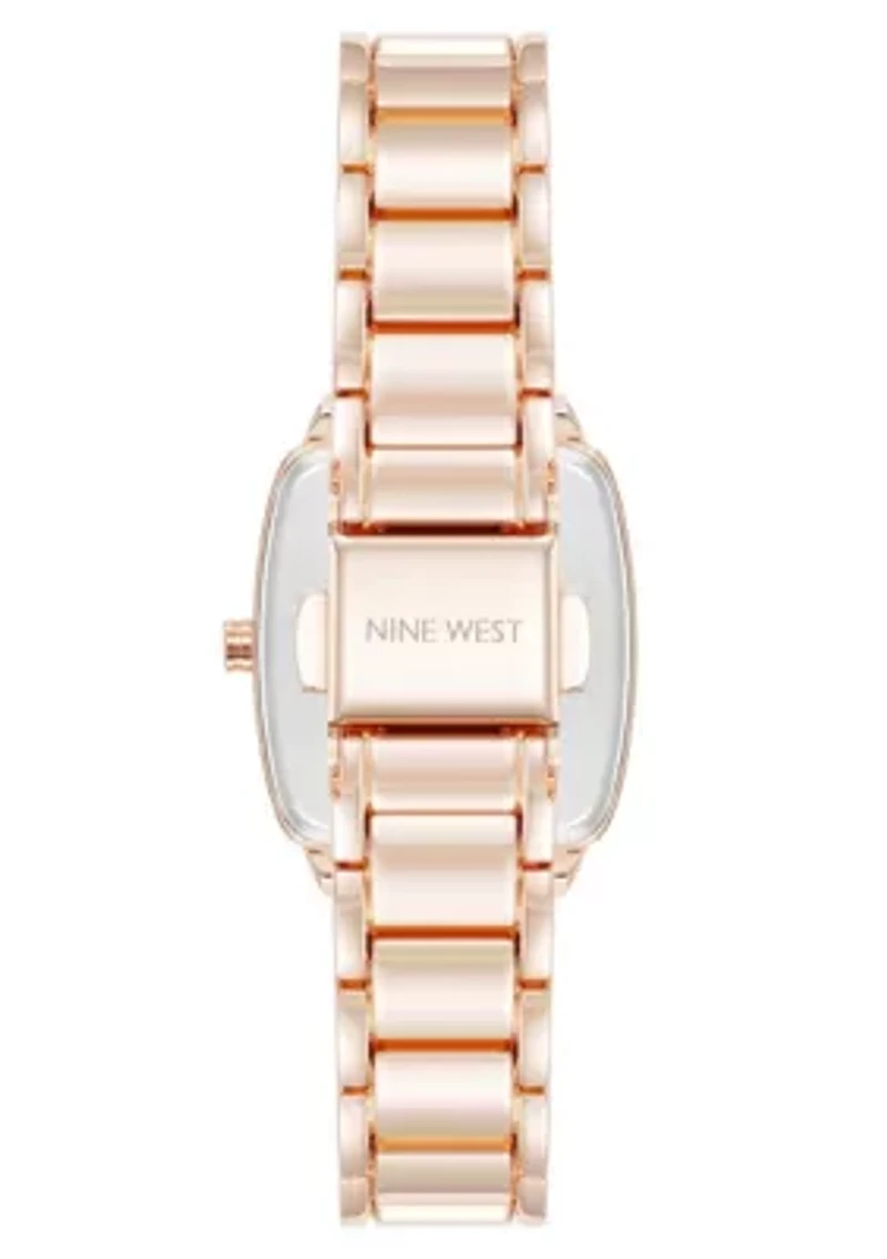 Women's Cushion Dial, Rose Gold-tone Metal Alloy Link Bracelet Watch