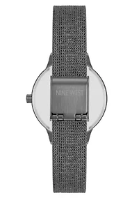 Women's Round, Dark Gray Stainless Steel Mesh Bracelet Watch