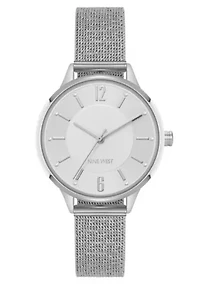 Women's Round, Silver-Tone Stainless Steel Mesh Bracelet Watch