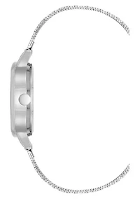 Women's Round, Silver-Tone Stainless Steel Mesh Bracelet Watch