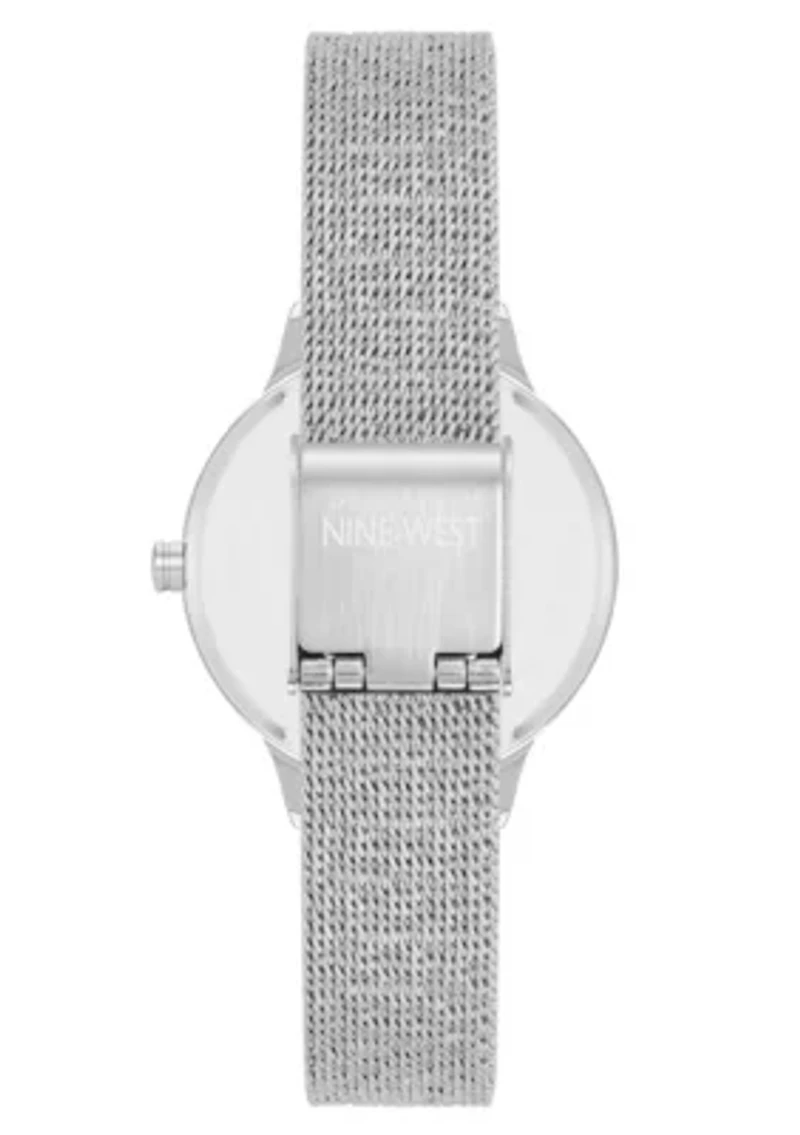 Women's Round, Silver-Tone Stainless Steel Mesh Bracelet Watch