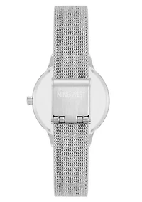 Women's Round, Silver-Tone Stainless Steel Mesh Bracelet Watch