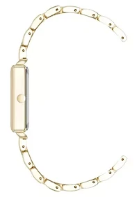Quartz Rectangular Gold-tone Metal Alloy Link Bracelet Watch