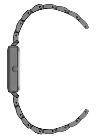 Quartz Rectangular Dark Gray Metal Alloy Link Bracelet Watch