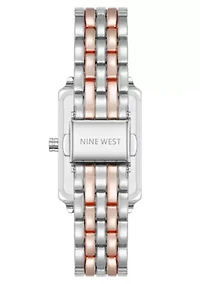 Quartz Rectangular Two-tone Metal Alloy Link Bracelet Watch