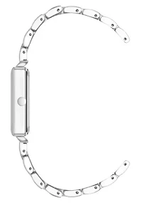 Quartz Rectangular Silver-tone Metal Alloy Link Bracelet Watch