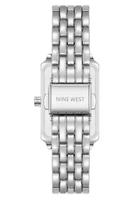 Quartz Rectangular Silver-tone Metal Alloy Link Bracelet Watch