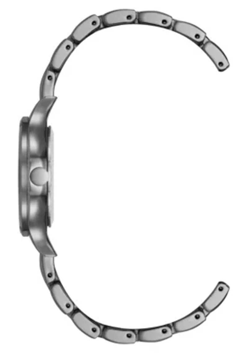 Quartz Round Dark Gray Metal Alloy Link Bracelet Watch