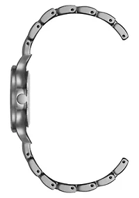 Quartz Round Dark Gray Metal Alloy Link Bracelet Watch